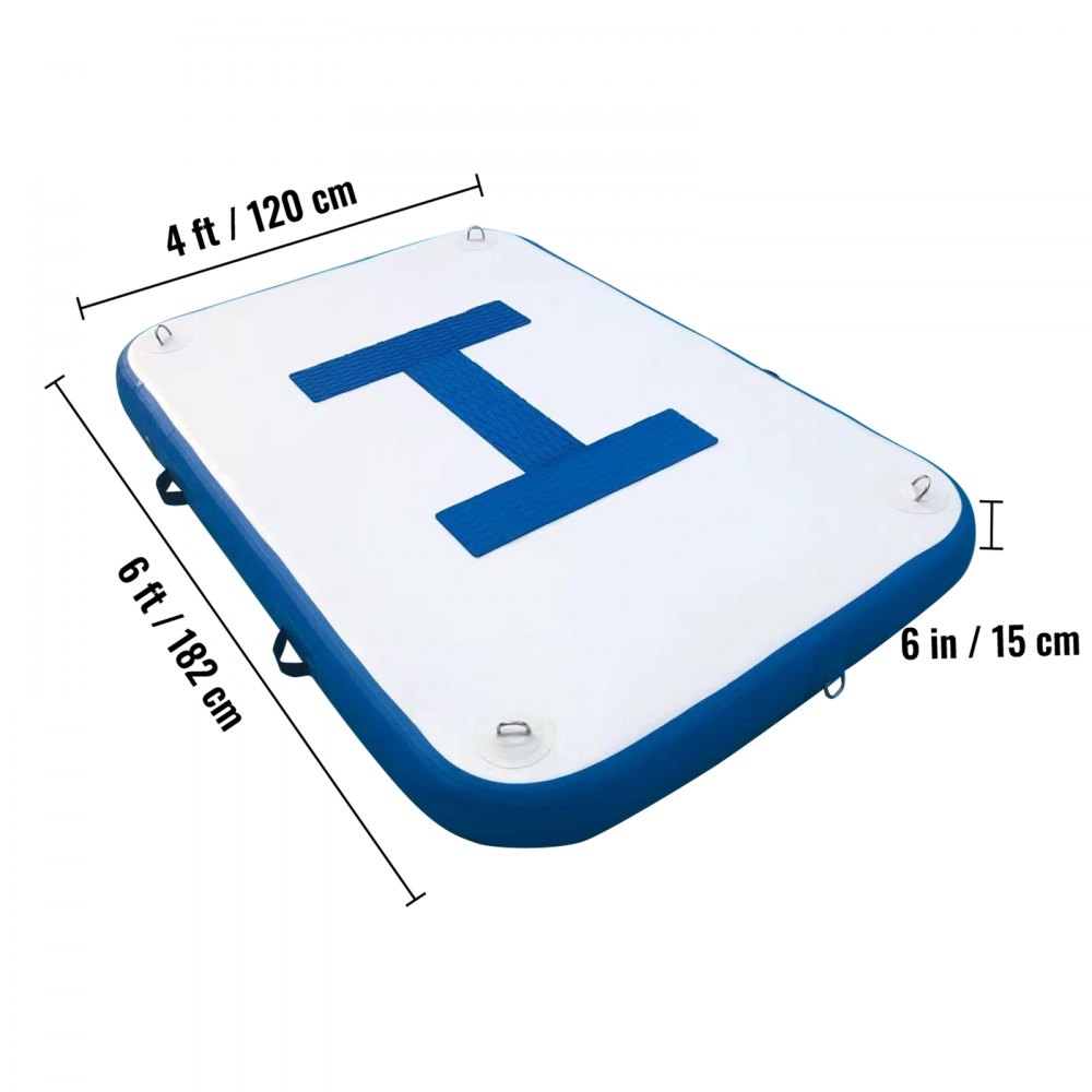 Vevor Inflatable Dock Platform Inflatable Dock 6'x4'x6" Floating Dock W/ Pump