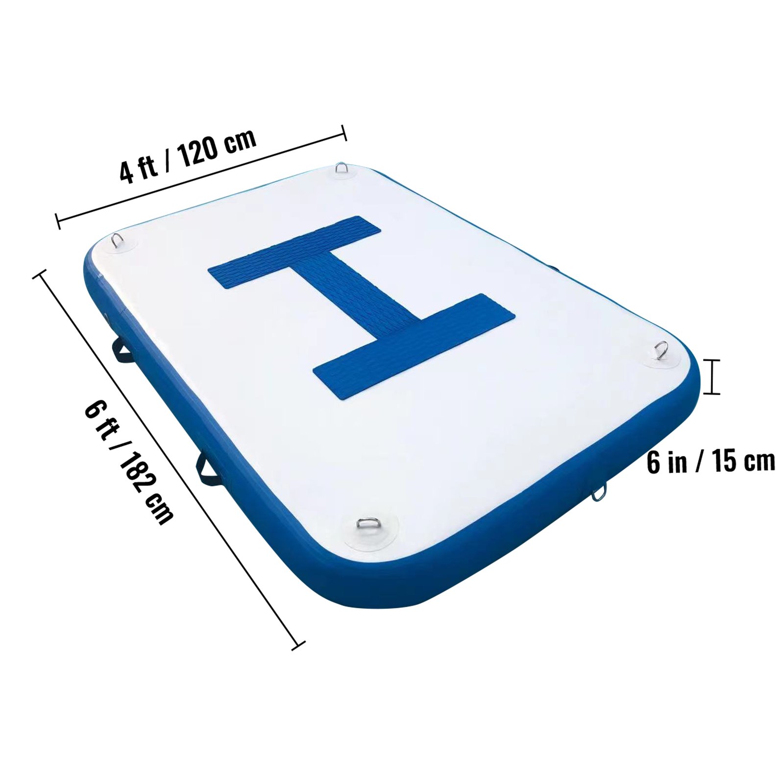 Vevor Inflatable Dock Platform Inflatable Dock 6'x4'x6" Floating Dock W/ Pump