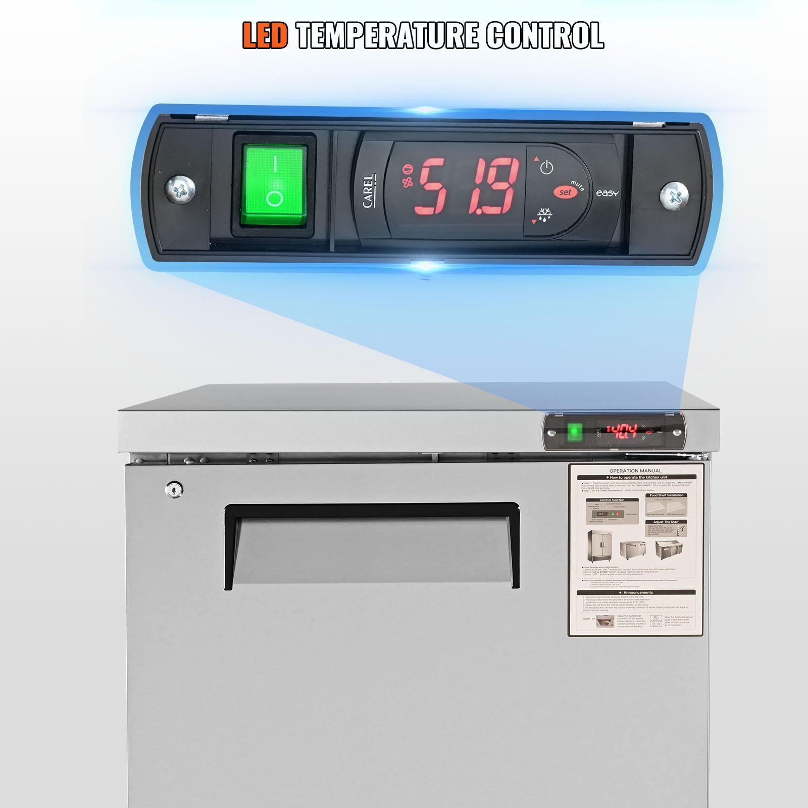 Commercial Refrigerator, 28" Undercounter Worktop Refrigerator, 7.4 Cu. Ft Thick Stainless Steel Refrigerated Food Prep Station Fan Cooling Single Door Worktop Fridge with lock for Bar Commercial Refrigerator, 28" Undercounter Worktop Refrigerator, 7.4 Cu. Ft Thick Stainless Steel Refrigerated Food Prep Station Fan Cooling Single Door Worktop Fridge with lock for Bar