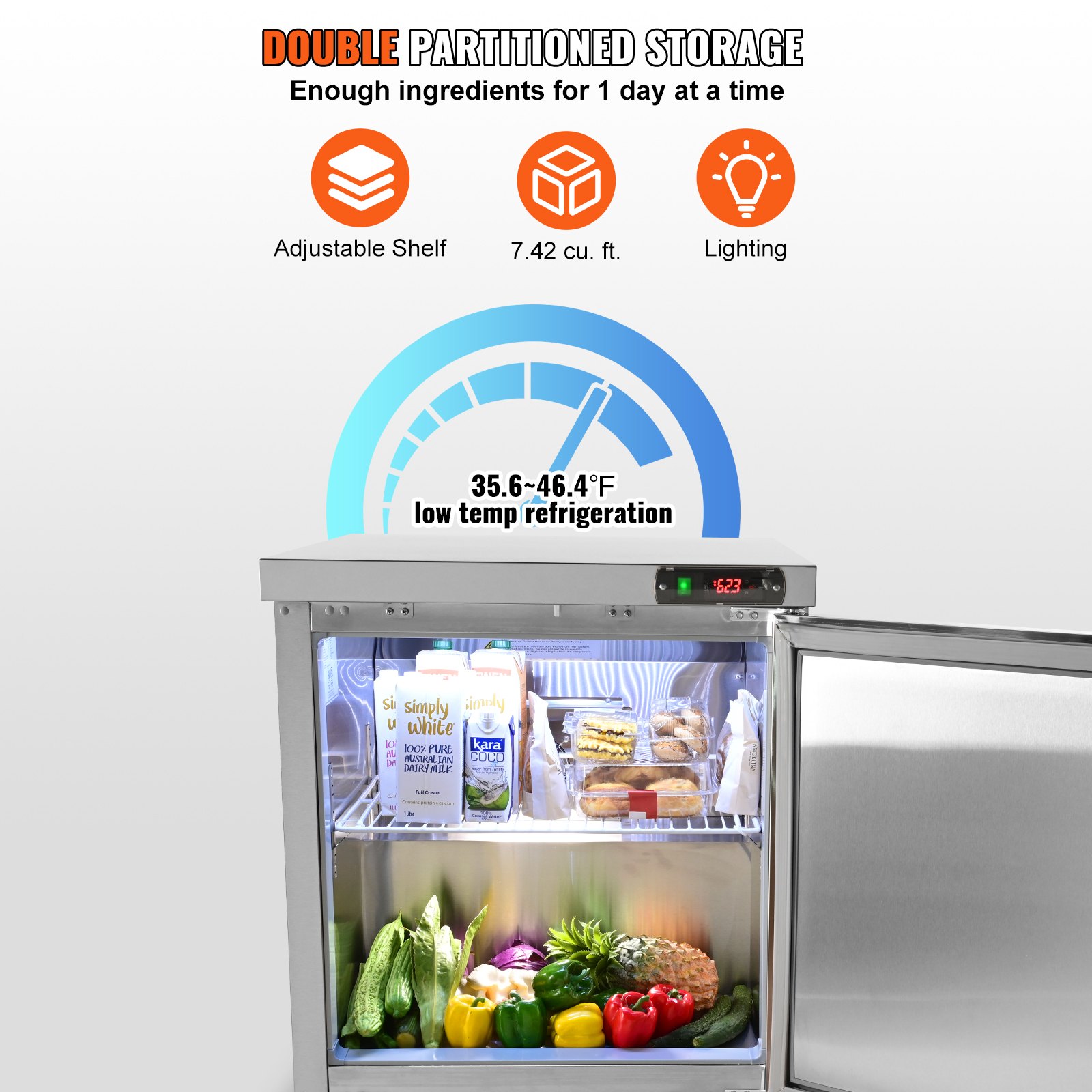 Sandwich Prep Table, 7.42 Cu. Ft. Salad Single-door Refrigerated Prep Table, 28-inch Food Prep Fridge, Commercial Stainless Steel Prep Refrigerator Table for Restaurant, Bar, Shop, Silver Sandwich Prep Table, 7.42 Cu. Ft. Salad Single-door Refrigerated Prep Table, 28-inch Food Prep Fridge, Commercial Stainless Steel Prep Refrigerator Table for Restaurant, Bar, Shop, Silver