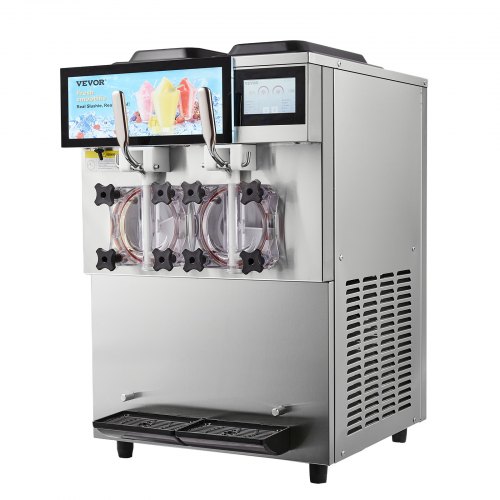 VEVOR Commercial Slushy Machine 2x12l Double Tanks Stainless Steel Cool & Freeze Modes Frozen Drink Maker For Party Cafes Bars Home