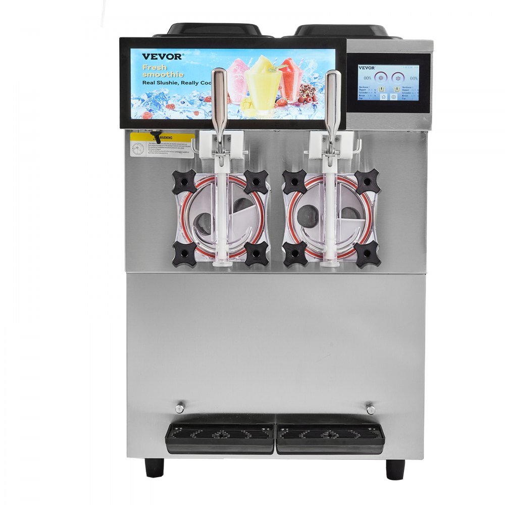 VEVOR Commercial Slushy Machine, 2 x 12L / 3.17 Gal Double Tanks, Cool and Freeze Modes, Stainless Steel Margarita Smoothie Frozen Drink Maker, Slushie Machine for Party Cafes Restaurants Bars Home