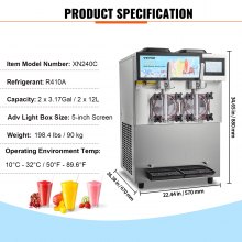 VEVOR 2 x 12L/3.17 Gal Commercial Slushy Machine Margarita Smoothie Frozen Drink