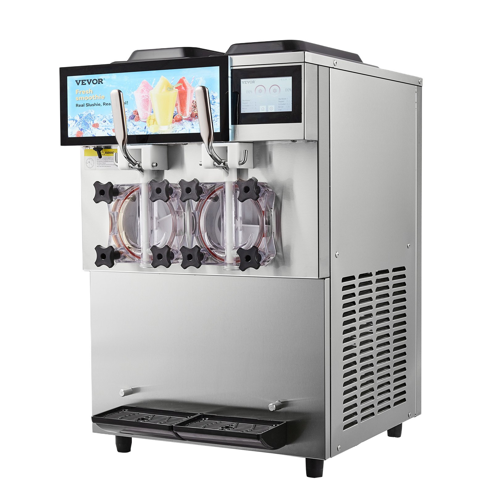 VEVOR Commercial Slushy Machine, 2 x 12L / 3.17 Gal Double Tanks, Cool and Freeze Modes, Stainless Steel Margarita Smoothie Frozen Drink Maker, Slushie Machine for Party Cafes Restaurants Bars Home