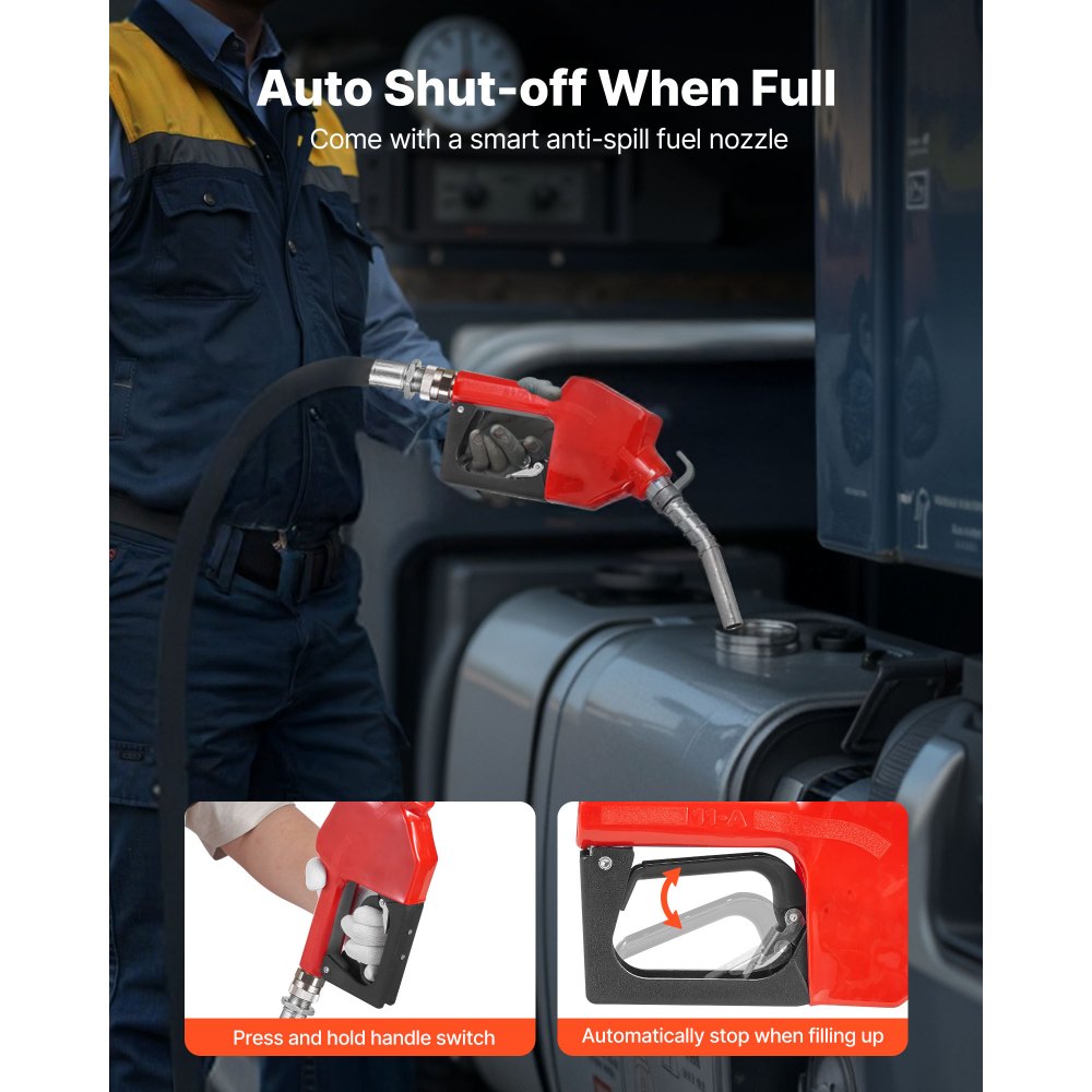 VEVOR Fuel Transfer Pump, 12V DC 10 GPM, Portable Diesel Transfer Pump Kit, with Auto Shut-Off Nozzle, Discharge Hose, Overheat Protection, Power Cable, Explosion-Proof, for Gasoline Diesel Kerosene