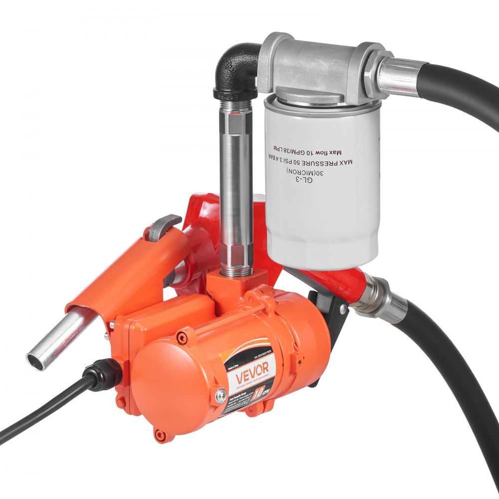 VEVOR Fuel Transfer Pump, 12V DC 10 GPM, Portable Diesel Transfer Pump Kit, with Auto Shut-Off Nozzle, Discharge Hose, Overheat Protection, Power Cable, Explosion-Proof, for Gasoline Diesel Kerosene