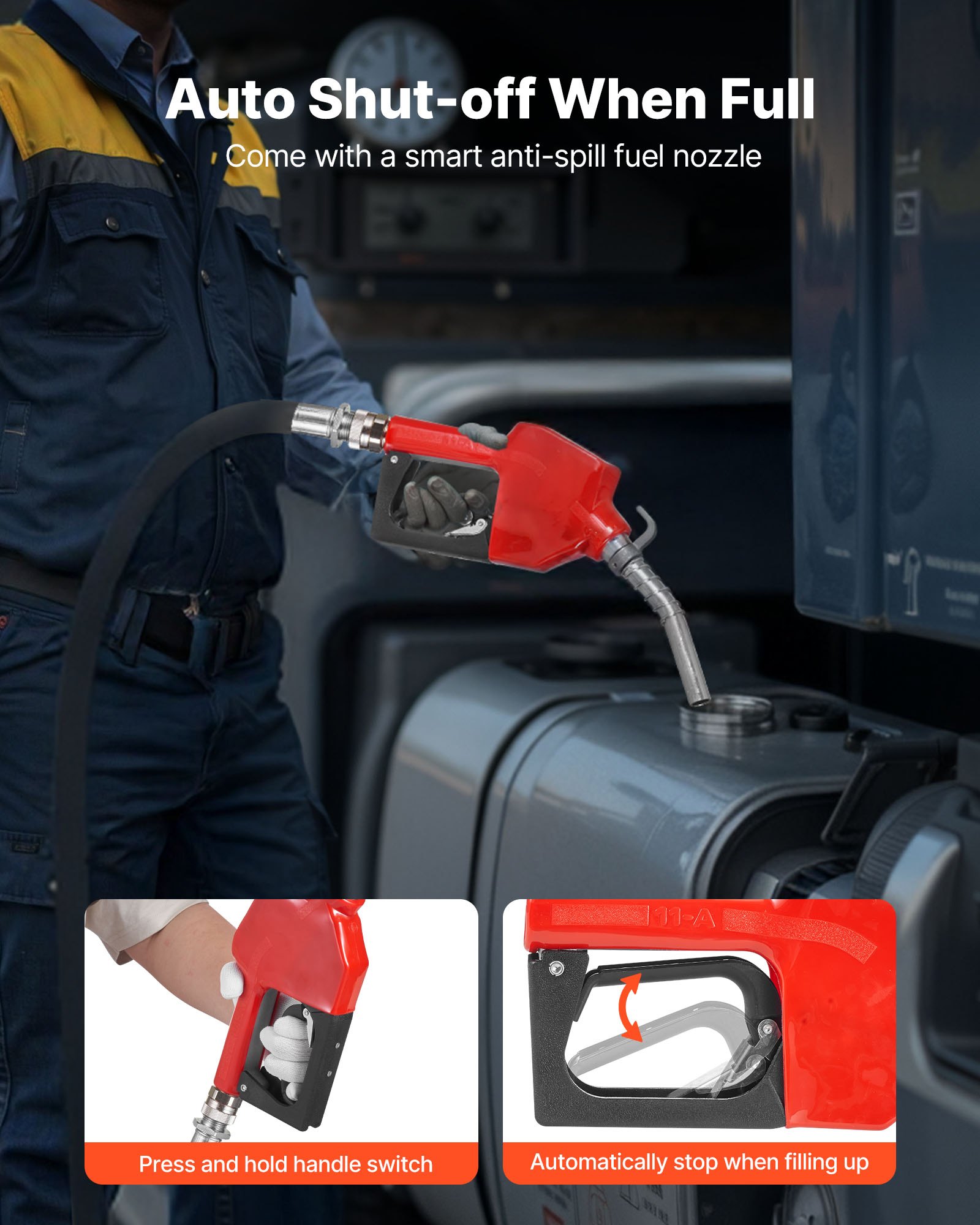 VEVOR Fuel Transfer Pump, 12V DC 10 GPM, Portable Diesel Transfer Pump Kit, with Auto Shut-Off Nozzle, Discharge Hose, Overheat Protection, Power Cable, Explosion-Proof, for Gasoline Diesel Kerosene