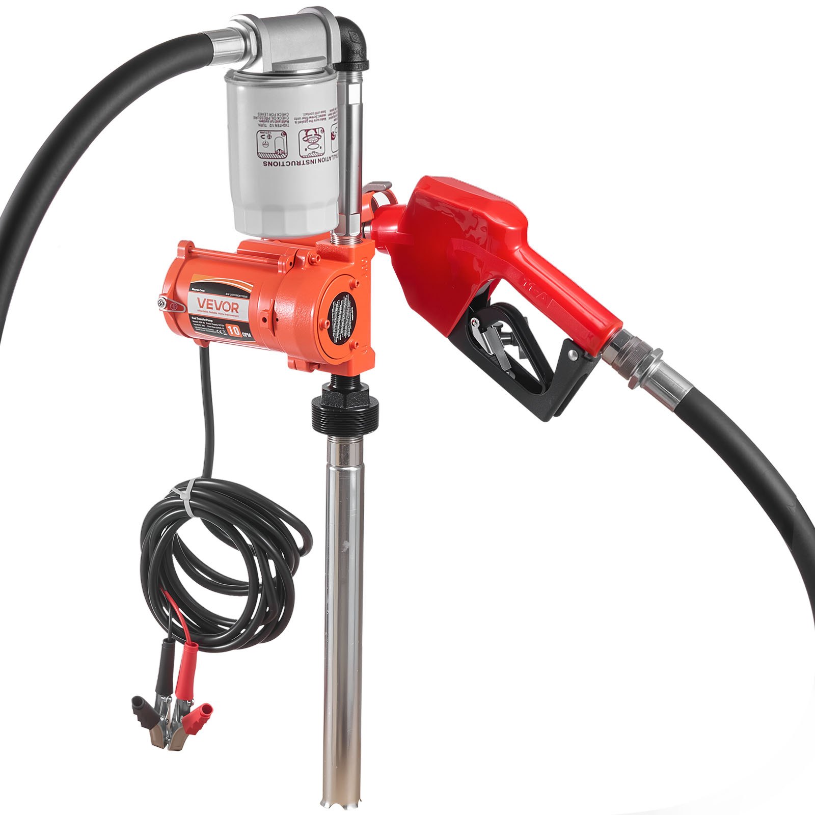 VEVOR Fuel Transfer Pump, 12V DC 10 GPM, Portable Diesel Transfer Pump Kit, with Auto Shut-Off Nozzle, Discharge Hose, Overheat Protection, Power Cable, Explosion-Proof, for Gasoline Diesel Kerosene
