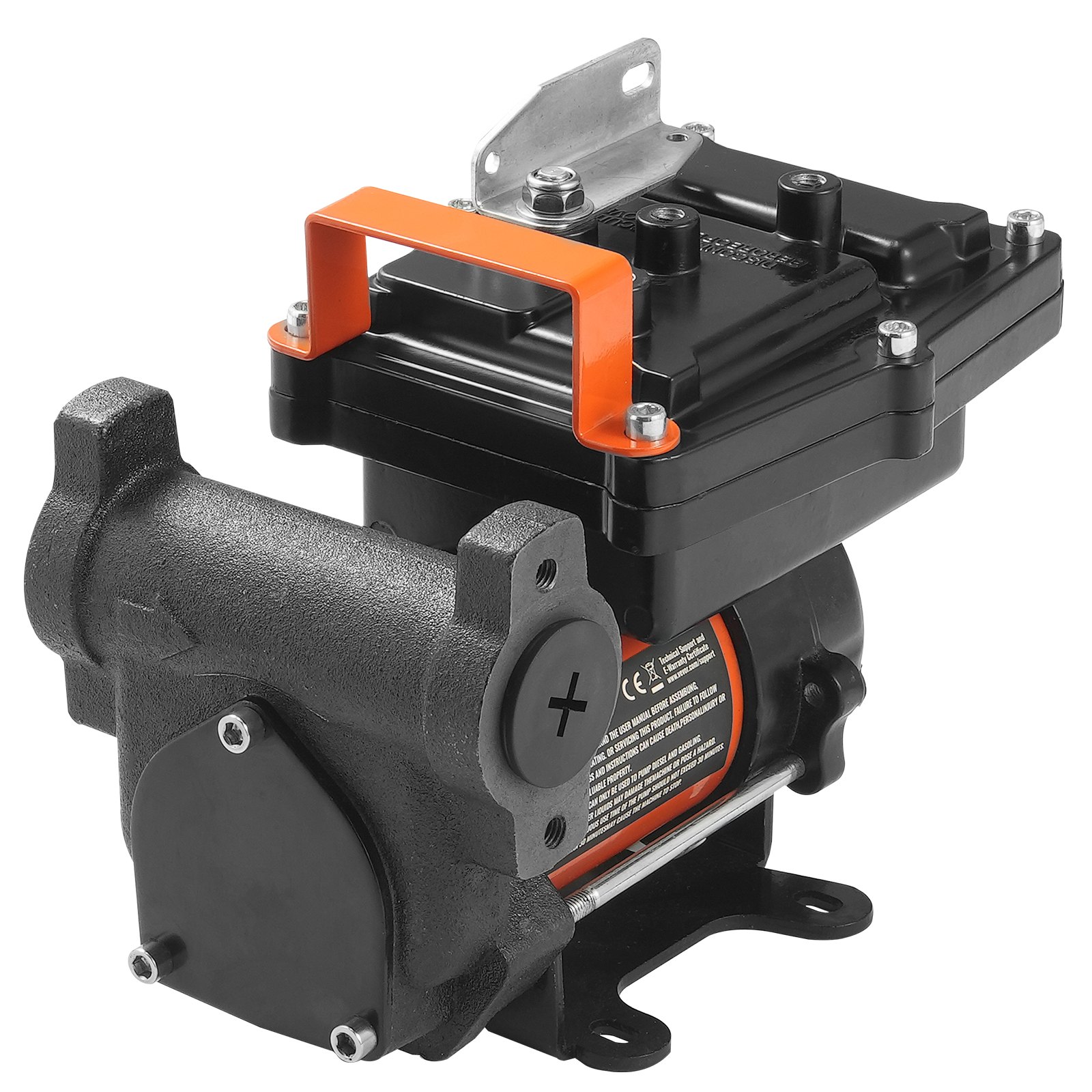 VEVOR Fuel Transfer Pump, 12V DC 57L/min(15 GPM) 186W(1/4 HP), Portable Electric Diesel Transfer Pump with Auto Shut-Off Fuel Nozzle, Long Inlet & Outlet Hose for Gasoline, Diesel, Kerosene, Methanol Blends