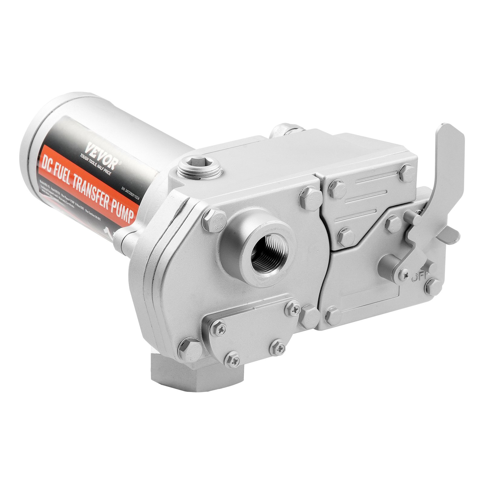 VEVOR Fuel Transfer Pump, 12V DC 57L/min(15 GPM) 149W(1/5 HP), Gear-Type Electric Diesel Transfer Pump with Auto Shut-Off Fuel Nozzle, Long Inlet & Outlet Hose for Gasoline, Diesel, Kerosene, Ethanol Blends