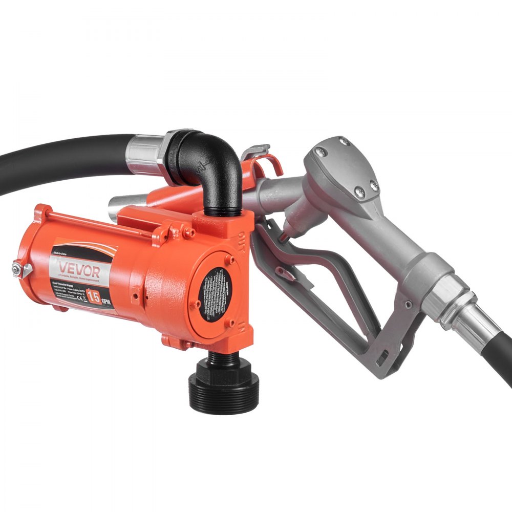 VEVOR Fuel Transfer Pump, 12V DC 15 GPM, Cast Iron Diesel Transfer Pump Kit, with Manual Nozzle, Discharge Hose, Overheat Protection, Power Cable, Explosion-Proof, for Gasoline Diesel Kerosene & More