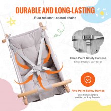 VEVOR Canvas Hammock Swing 3 Modos Baby Swing 5 Pontos Arnês Interior Exterior