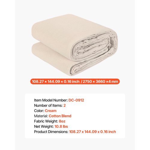 Canvas Drop Cloth 9x6 Ft - Pack Of 2 - 8oz Painters Drop Cloths For...