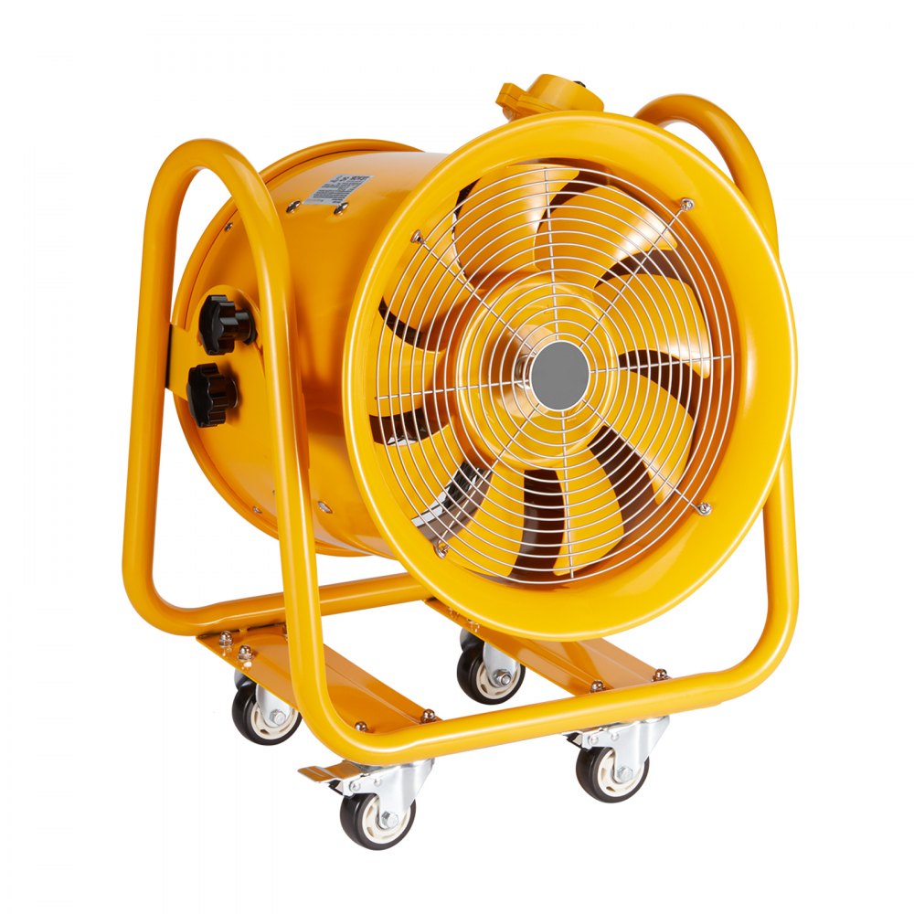VEVOR Portable Ventilator, 406.4mm/16inch Heavy Duty Cylinder Fan, 1100W Strong Shop Exhaust Fan 4240CFM, 5m Power Cord (No charging head), Industrial Utility Blower for Sucking Dust, Smoke Home/Workplace