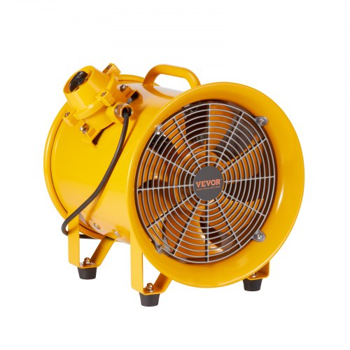 VEVOR Portable Ventilator, 254mm/10inch Heavy Duty Cylinder Fan, 350W Strong Shop Exhaust Fan 1942CFM, 3m Power Cord (No charging head), Industrial Utility Blower for Sucking Dust, Smoke Home/Workplace