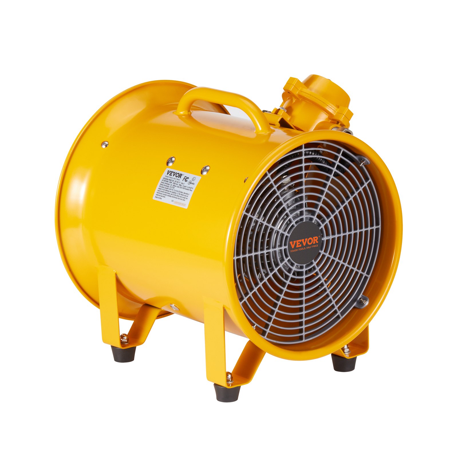 VEVOR Portable Ventilator, 304.8mm Heavy Duty Cylinder Fan, 500W Strong Shop Exhaust Fan 2500CFM, 3m Power Cord (No charging head), Industrial Utility Blower for Sucking Dust, Smoke Home/Workplace