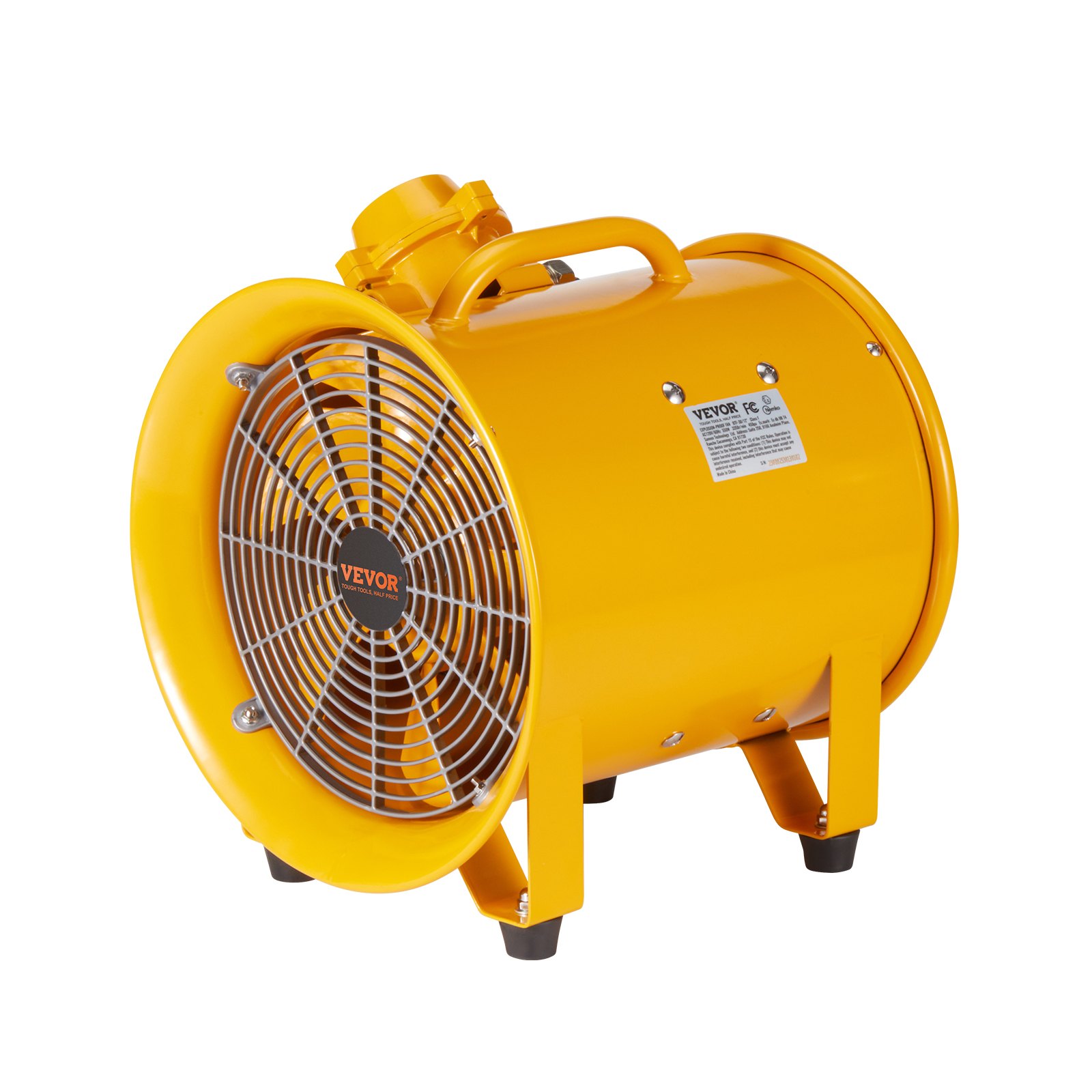 VEVOR Portable Ventilator, 304.8mm Heavy Duty Cylinder Fan, 500W Strong Shop Exhaust Fan 2500CFM, 3m Power Cord (No charging head), Industrial Utility Blower for Sucking Dust, Smoke Home/Workplace