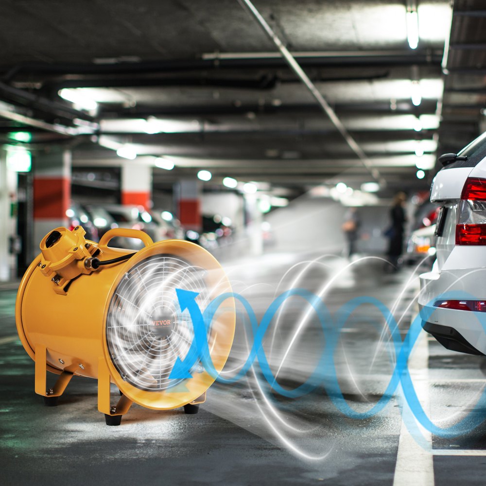 VEVOR Portable Ventilator, 304.8mm Heavy Duty Cylinder Fan, 500W Strong Shop Exhaust Fan 2500CFM, 3m Power Cord (No charging head), Industrial Utility Blower for Sucking Dust, Smoke Home/Workplace