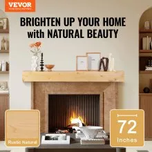 VEVOR Fireplace Mantel Wood Shelf Floating Rustic Fireplace Mantel 72" Natural