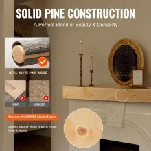 VEVOR Fireplace Mantel Wood Shelf Floating Rustic Fireplace Mantel 72" Natural