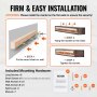 VEVOR Fireplace Mantel, 72" x 8" x 5", 50 lbs Weight Capacity, Natural Wood Mantel for Over Fireplace, Wall Mounted Floating Farmhouse Shelf, Handcrafted Fireplace Mantel for Wall Decor, Light Brown