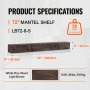 VEVOR Fireplace Mantel Wood Shelf Floating Rustic Mantel Shelf 72" Light Brown