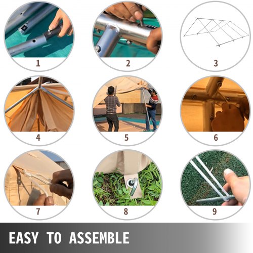 VEVOR Canvas Wall Tent 10x12ft, Wall Tent with PVC Storm Flap, Large Canvas Wall Tent Waterproof, Camping Canvas Tents With Stove Hole for 6-8 people Outdoor Camping Hiking Party Hunting