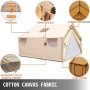 VEVOR canvas wall tent with stable top frame, steel frame, and rope buckle.