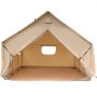 VEVOR canvas wall tent with open front and window, showcasing spacious interior.