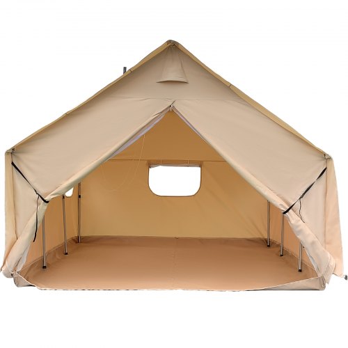VEVOR Large Canvas Tent 12x14ft, Wall Tent with PVC Storm Flap, Canvas Wall Tents Waterproof, Canvas Camping Tents With Stove Hole for 8-10 people Outdoor Party Hiking Barbecue