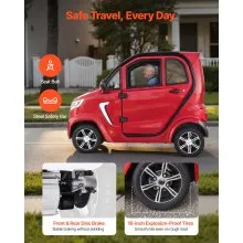 VEVOR 4-Wheel Enclosed Mobility Scooter for Seniors Adults, 660lbs Capacity, 3-Seater 2000W Electric Recreational Mobility Scooter 45 Miles Long Range, Remote Unlock, All-Terrain for Touring Shopping