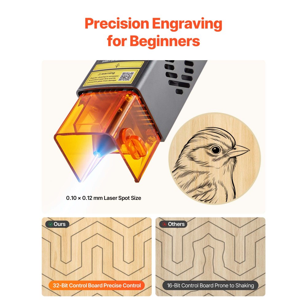 VEVOR Laser Engraver, 10W, Laser Engraving and Cutting Machine with Enclosure, Laser Cutter Engraver Machine, 300 x 300 mm Working Area, 7000 mm/min, for Wood, Leather, Glass, Certain Metal, Class 1