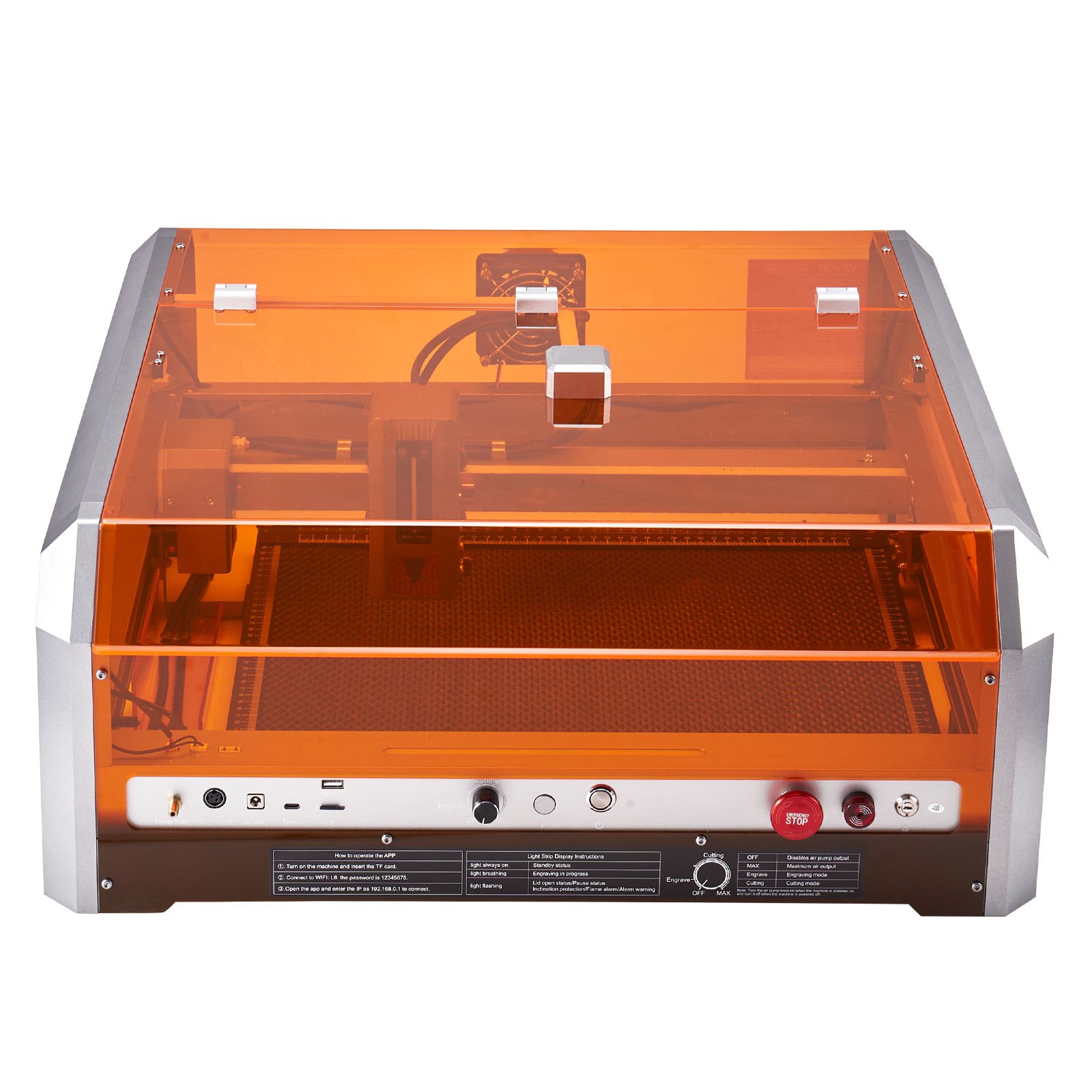 VEVOR lasergravør, 20 W, lasergraverings- og skjæremaskin med kabinettkamera, laserkutter, 400 x 400 mm arbeidsområde, 30 000 mm/min, for tre, lær, glass, papir, visse metaller, klasse 1