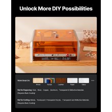 VEVOR Laser Engraver, 20W, Laser Engraving and Cutting Machine with Enclosure Camera, Laser Cutter, 400 x 400 mm Working Area, 30000 mm/min, for Wood, Leather, Glass, Paper, Certain Metal, Class 1