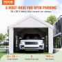 Carport VEVOR, baldachin pentru mașină de 10 x 20 ft, adăpost de garaj în aer liber cu pereți laterali detașabili, ferestre și uși ventilate rulante, prelată impermeabilă rezistentă la UV pentru mașină, camion, barcă, alb
