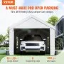 VEVOR Carport, Heavy Duty 10x20ft Car Canopy, Outdoor Garage Shelter with Removable Sidewalls, Roll-up Ventilated Windows & Doors, UV Resistant Waterproof All-Season Tarp for Car, Truck, Boat, White