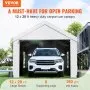 VEVOR Carport, 3.7 x 6.1 m Heavy Duty Car Canopy with Roll-up Ventilated Windows, Extra Large Portable Garage with Removable Sidewalls, Waterproof UV Resistant Tarp for SUV, Truck, Boat
