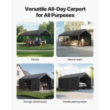 Carport Car Canopy 12x20FT Heavy Duty Outdoor Car Shelter with Sidewalls White