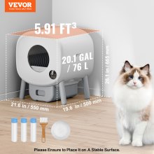 VEVOR 75L Self Cleaning Cat Litter Box with Odor Removal APP Control Sensor Gray