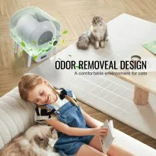VEVOR 75L Self Cleaning Cat Litter Box with Odor Removal APP Control Sensor Gray
