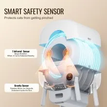 VEVOR 75L Self Cleaning Cat Litter Box with Odor Removal APP Control Sensor Gray