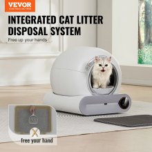 VEVOR 65L Caja de arena para gatos autolimpiante con sensor de control por aplicación para eliminación de olores, color gris