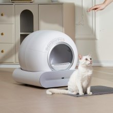 VEVOR Bac à litière pour chat autonettoyant 65L avec capteur de contrôle par application pour éliminer les odeurs Gris