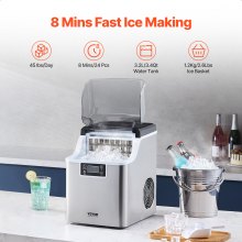 Portable Countertop Ice Maker 45Lbs/24H Self-Cleaning with Scoop Basket Home Bar