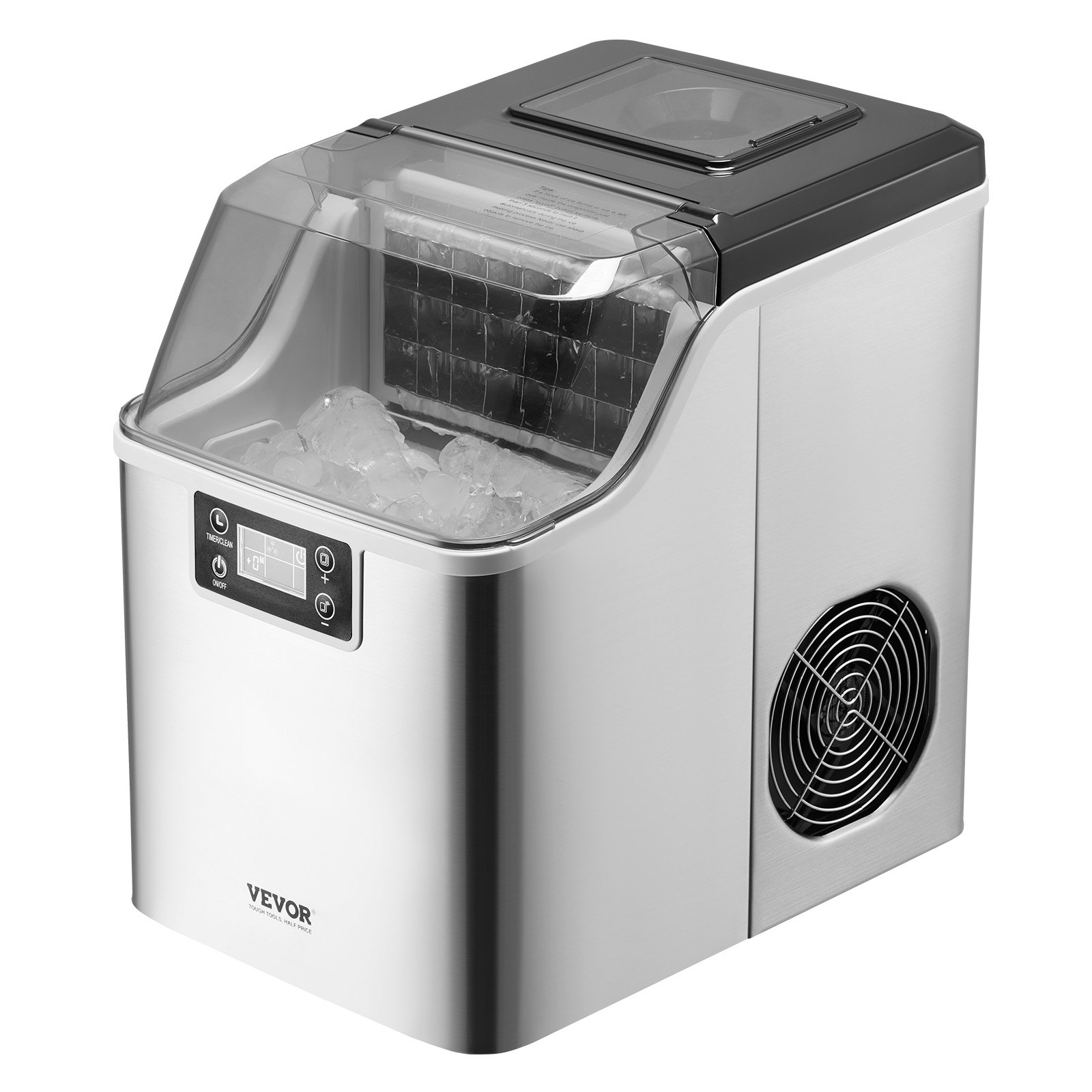 VEVOR Countertop Ice Maker, 24 Cubes Ready in 15 Mins, 45lbs in 24Hrs, Self-Cleaning Portable Ice Maker with Ice Scoop and Basket, Ice Machine with 3 Sizes Ice Cube for Home Kitchen Office Party
