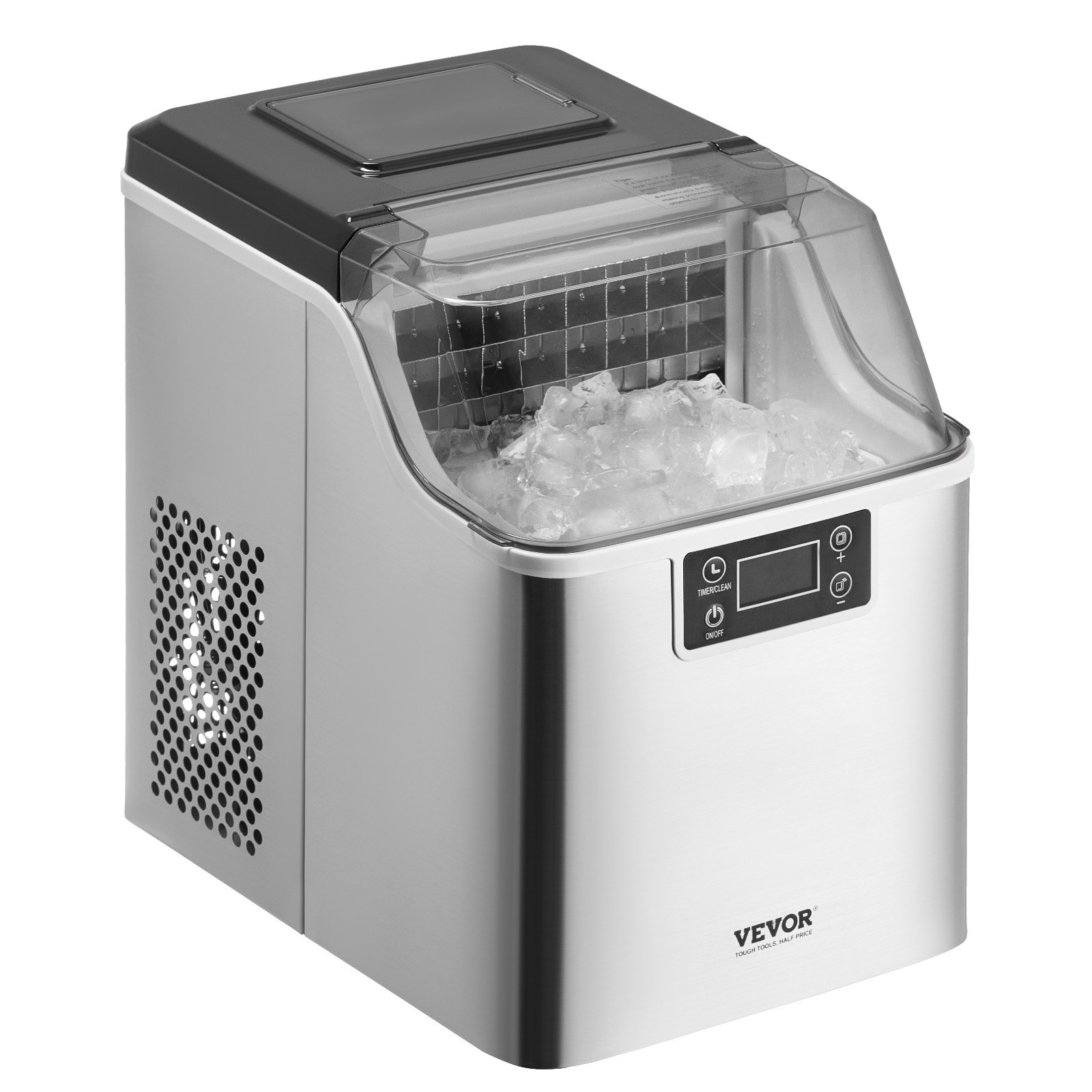 VEVOR Countertop Ice Maker, 24 Cubes Ready in 15 Mins, 45lbs in 24Hrs, Self-Cleaning Portable Ice Maker with Ice Scoop and Basket, Ice Machine with 3 Sizes Ice Cube for Home Kitchen Office Party