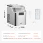 VEVOR Countertop Ice Maker, 24 Cubes Ready in 15 Mins, 45lbs in 24Hrs, Self-Cleaning Portable Ice Maker with Ice Scoop and Basket, Ice Machine with 3 Sizes Ice Cube for Home Kitchen Office Party
