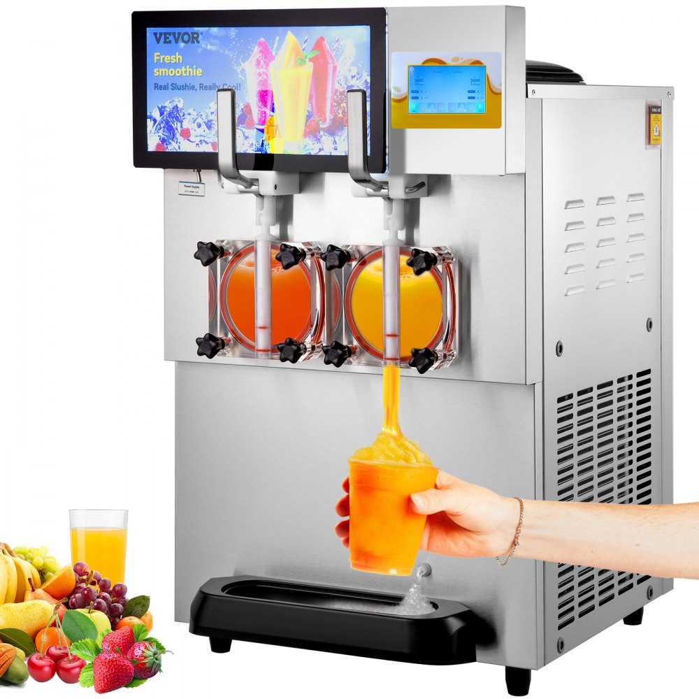 VEVOR Commercial Slushy Machine, 20L Double Tank Slushie Machine, 900W  Frozen Drink Machine, Commercial Margarita Smoothies Maker Automatic  Cleaning