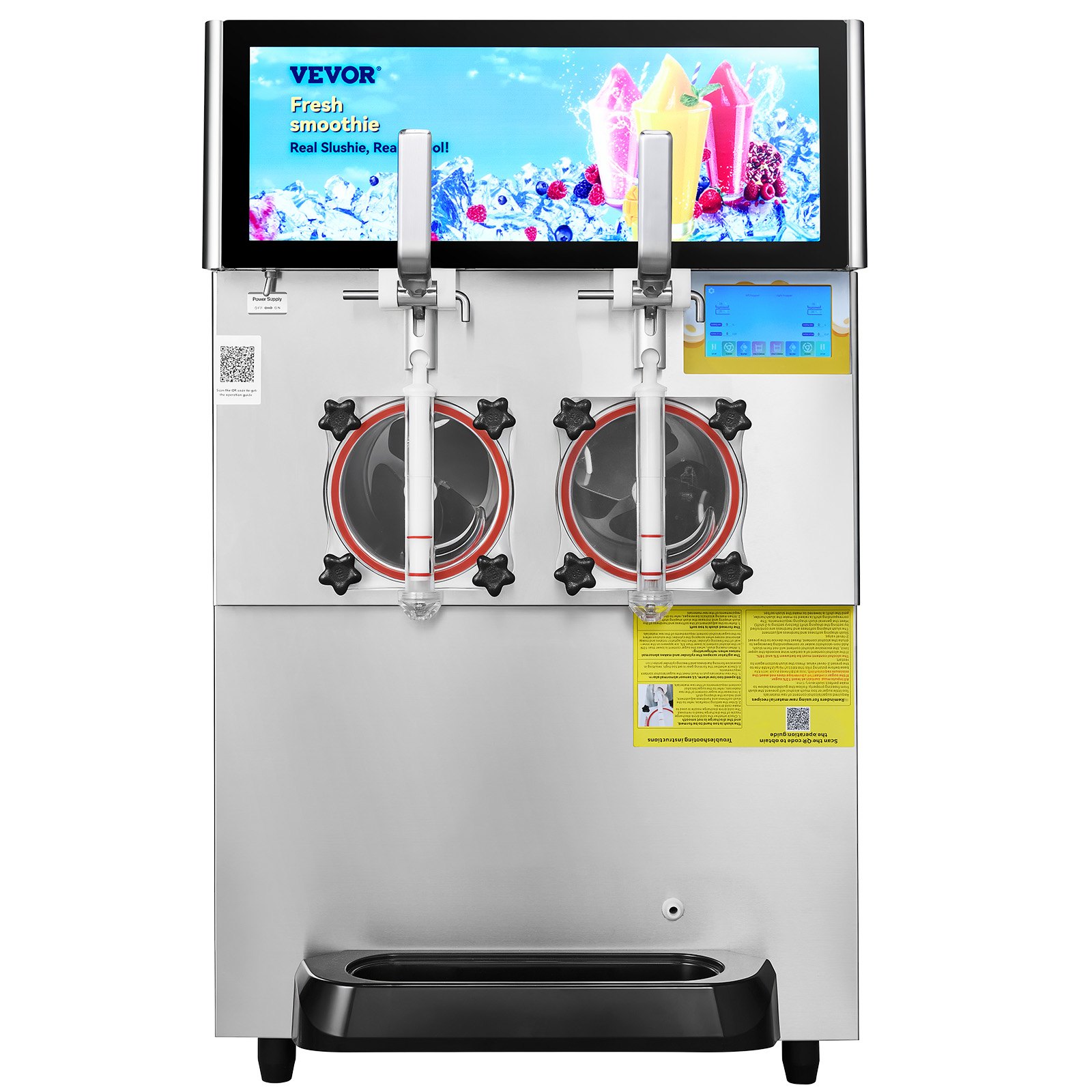 VEVOR Commercial Slushy Machine, 8L / 2.1 Gal Double Bowl Margarita Machine, 1155W Stainless Steel Margarita Smoothie Frozen Drink Maker, Slushie Machine for Party Cafes Restaurants Bars Home