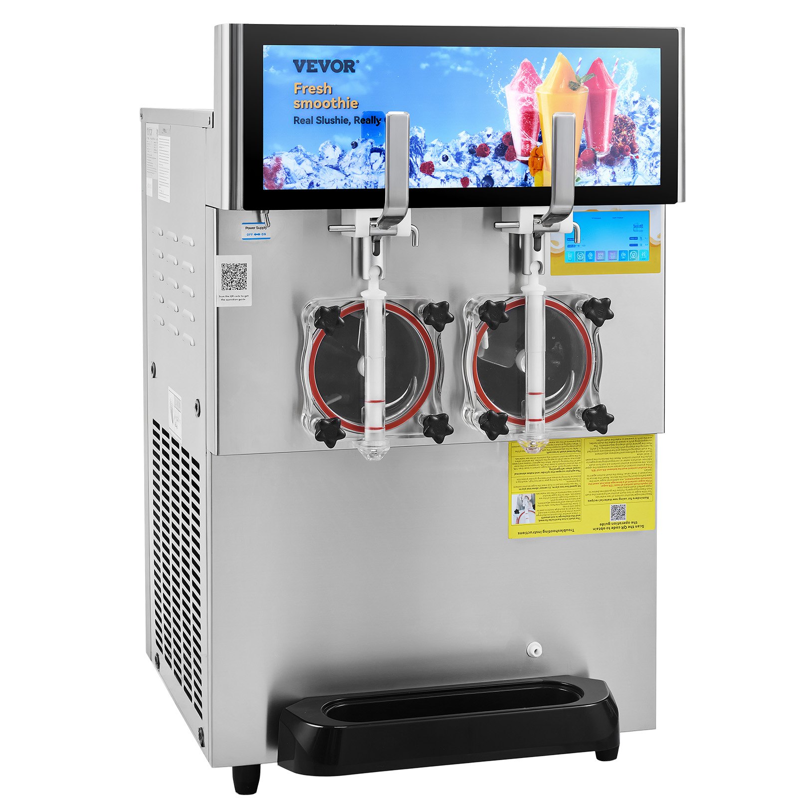 VEVOR Commercial Slushy Machine, 8L / 2.1 Gal Double Bowl Margarita Machine, 1155W Stainless Steel Margarita Smoothie Frozen Drink Maker, Slushie Machine for Party Cafes Restaurants Bars Home